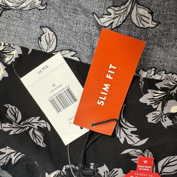 GUESS Men’s Size Medium Black/White Floral Slim Fit Shirt Stretch Long Sleeve - Picture 8 of 10